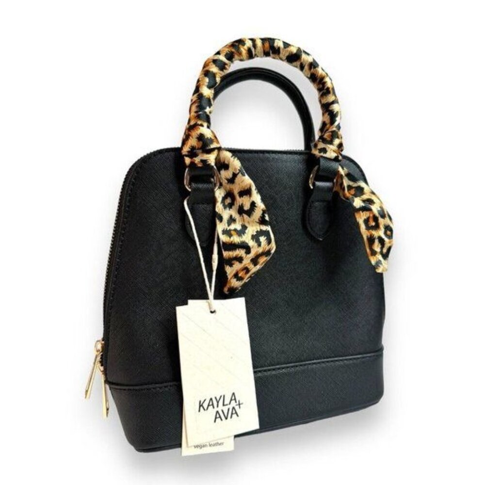 Kayla + Ava Black Vegan Leather Convertible Shoulder Hand Bag NWT